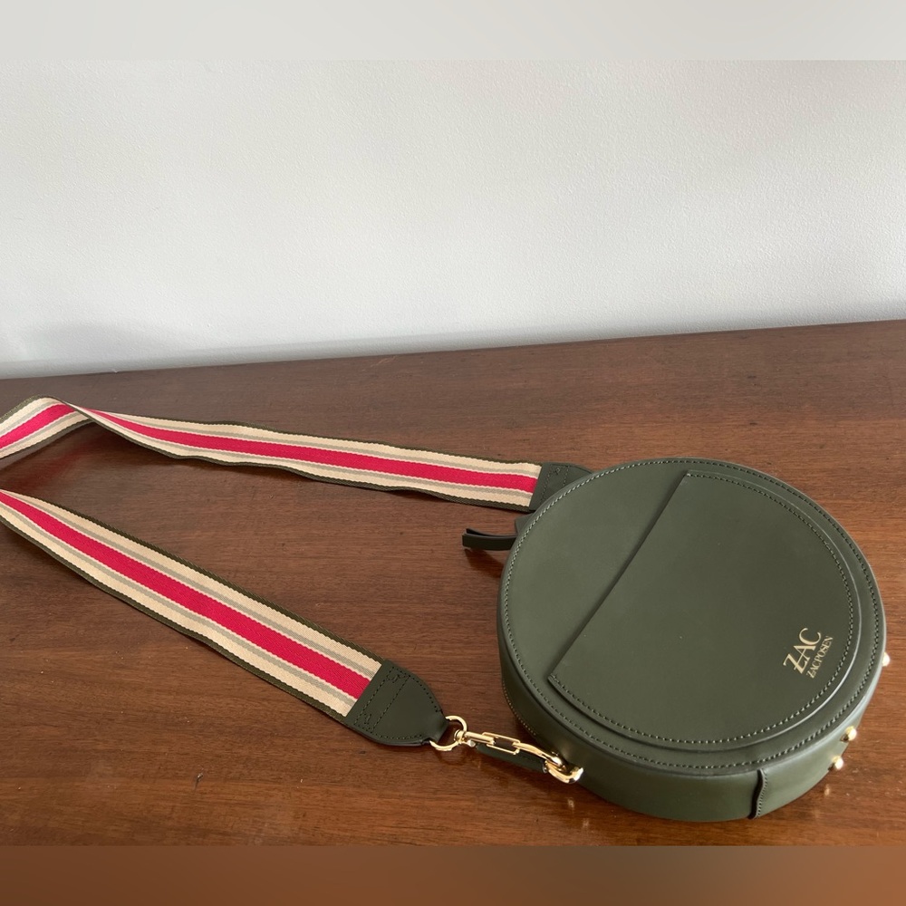 Zac Posen Belay Circle Leather Crossbody Bag - Dark Green